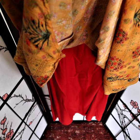 Orange and Yellow Kurta Dress Tunic Large - Picture 6 of 8